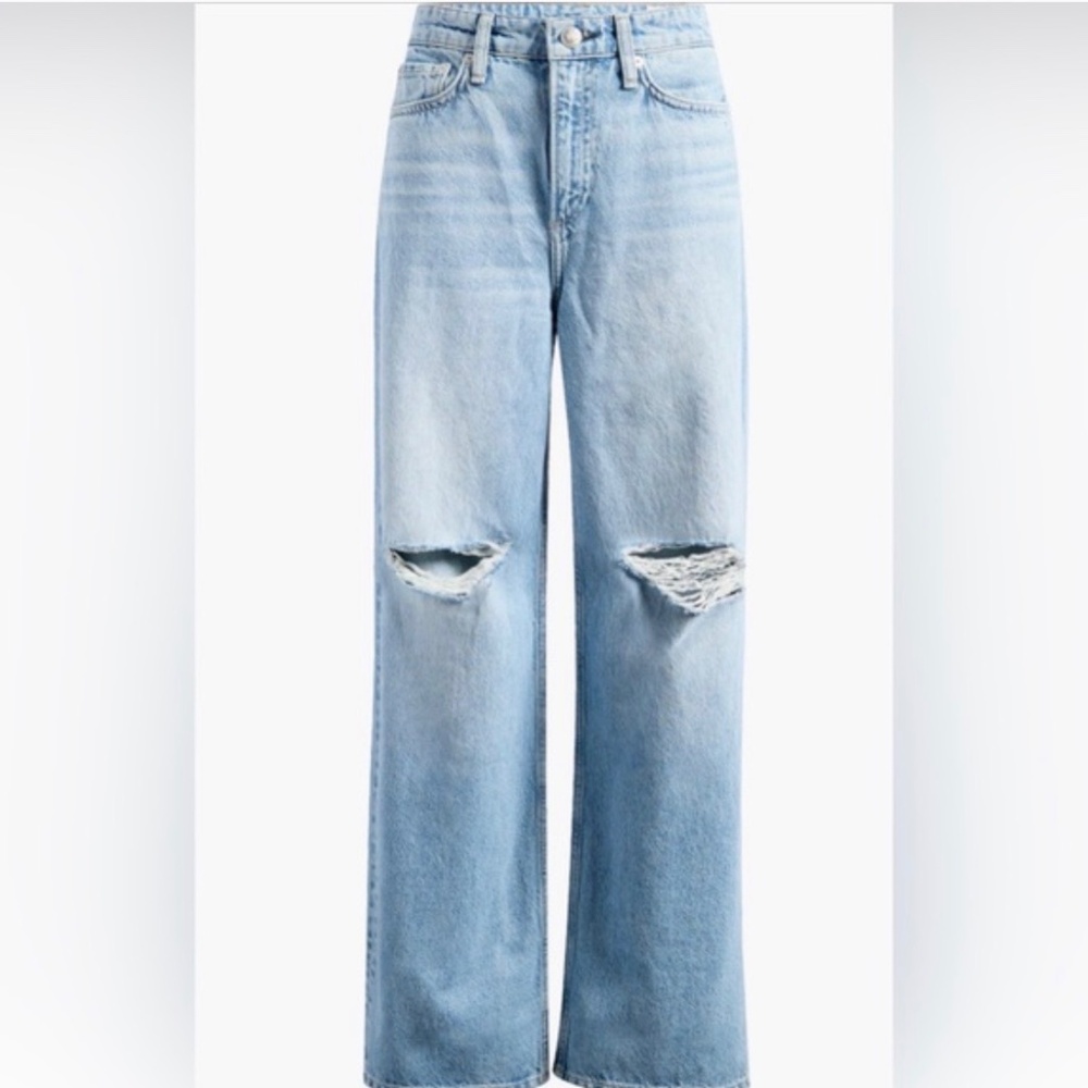 rag & bone Logan Distressed Mid Rise Wide Leg Jeans NWT
